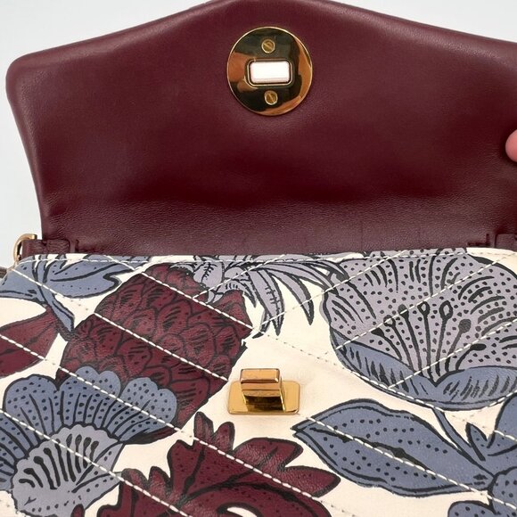 Tory Burch Kira Chevron Chain Wallet Floral Print Leather Crossbody Bag Small - Picture 11 of 16